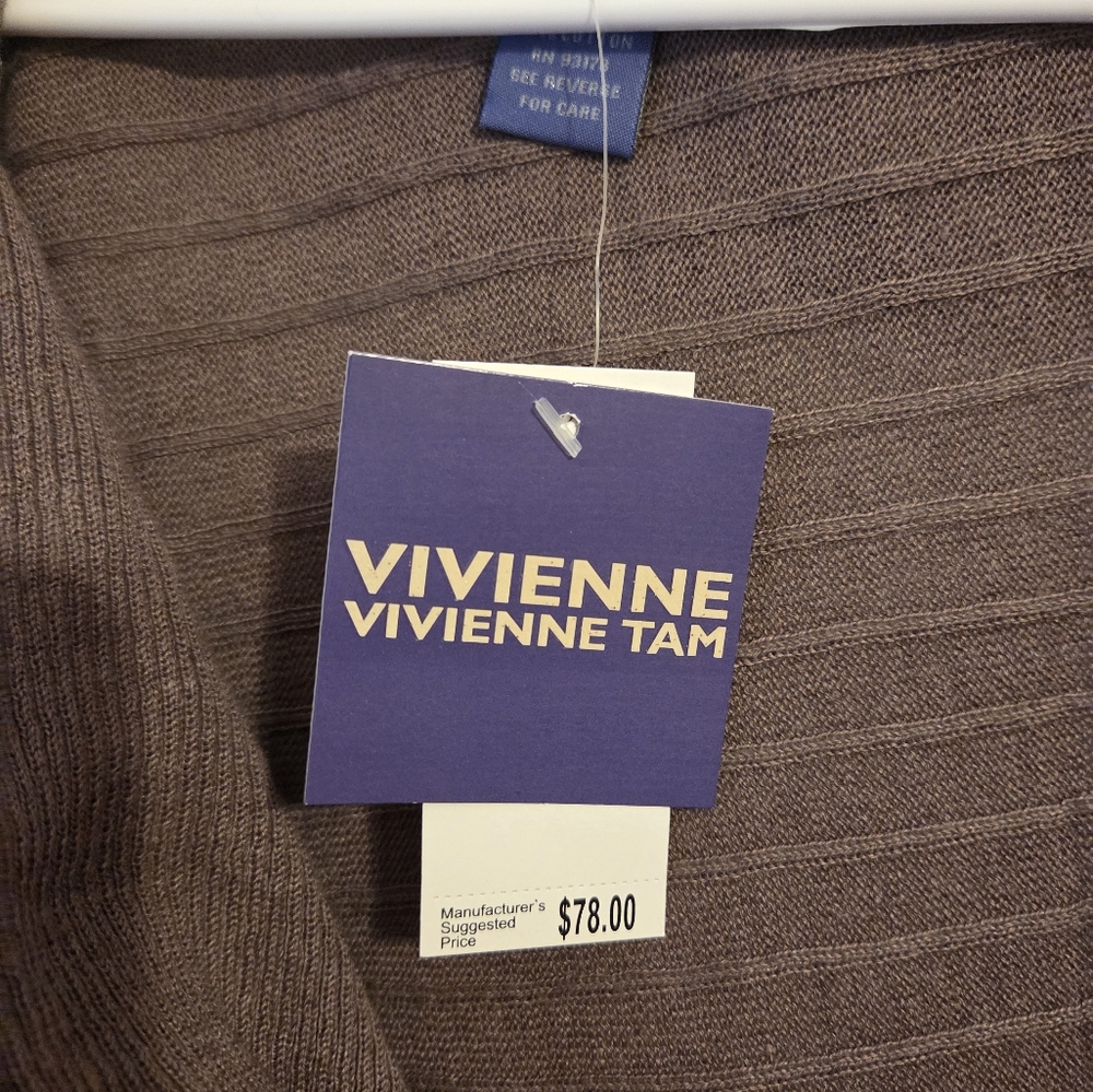 Vivienne Tam Brown Dress L 3/4 Sleeves Assymetrical Hem Line - Picture 2 of 5
